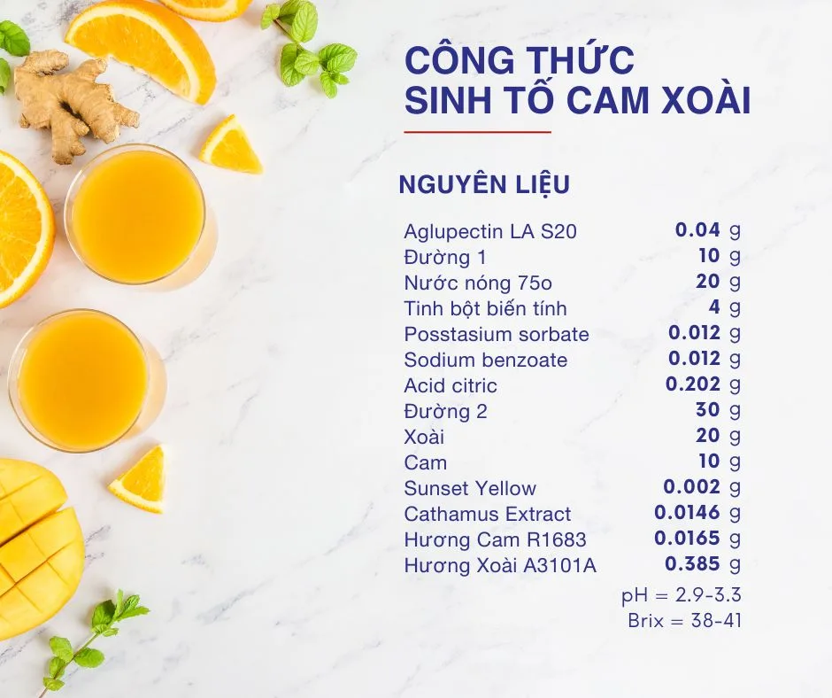 CÔNG THỨC SINH TỐ CAM XOÀI Vitarom