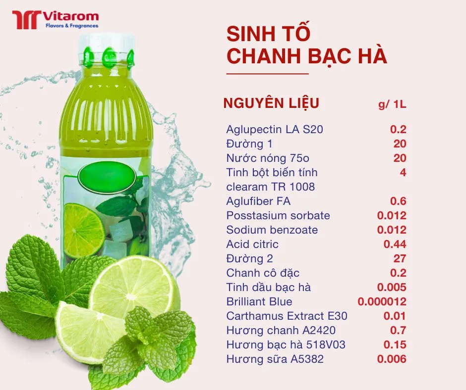 CÔNG THỨC SINH TỐ CHANH BẠC HÀ Vitarom